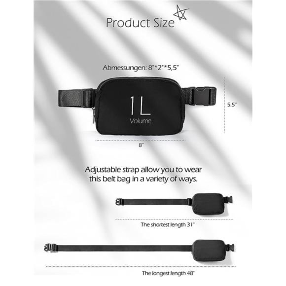 Unisex Mini Belt Bag with Adjustable Strap Small Waist Pouch for Workout Running - Picture 2 of 6